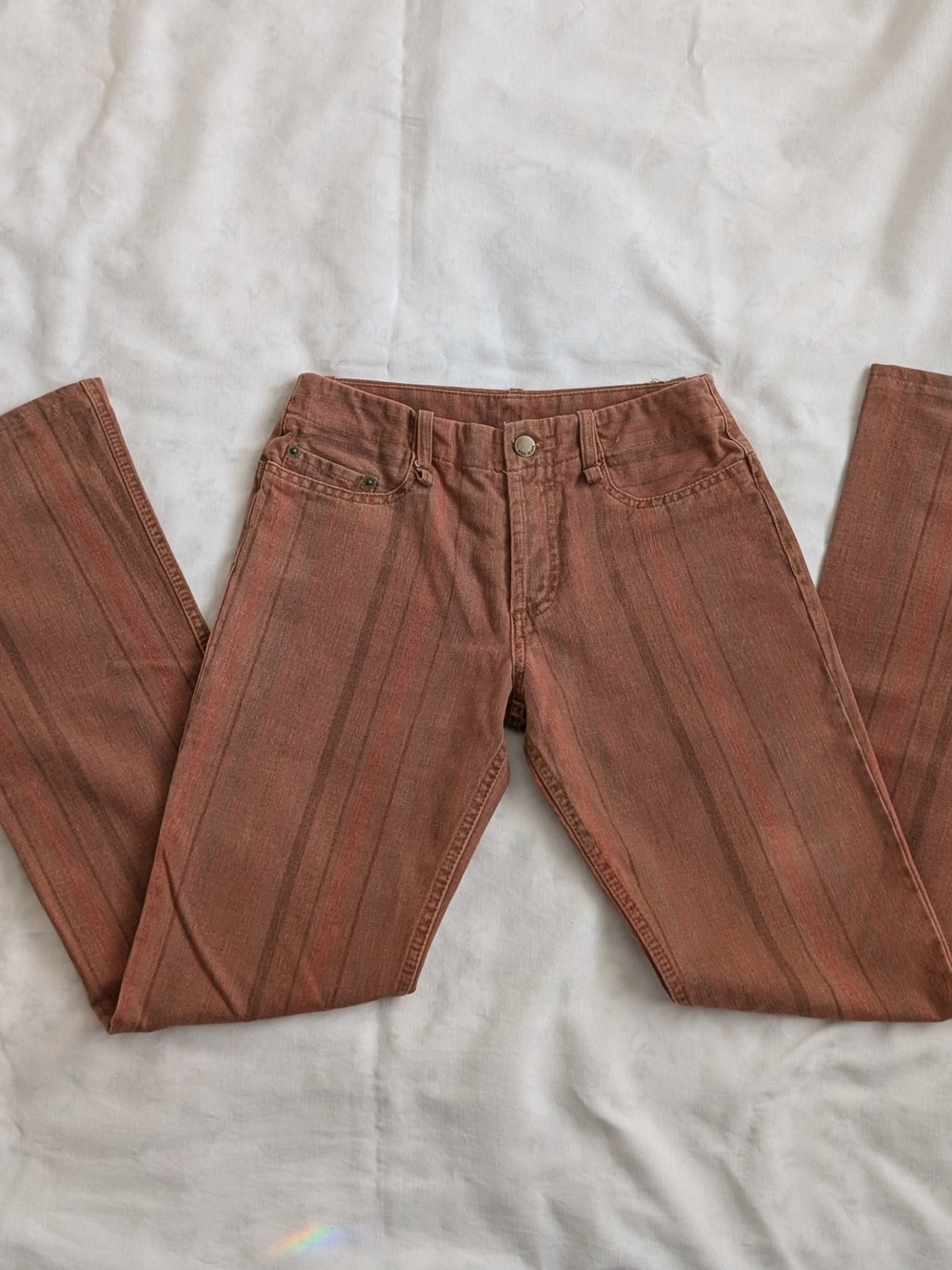 Women's Mango Boot-cut Striped Jeans in Rust
